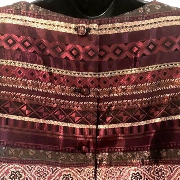 Vintage Gold Lamé Tapestry Blouse 14 Top Metallic Striped Evening Party NYE - Picture 5 of 7